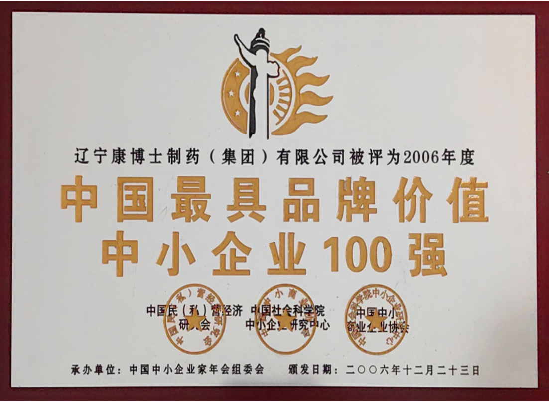 中國最品牌價值中小企業(yè)100強(qiáng)